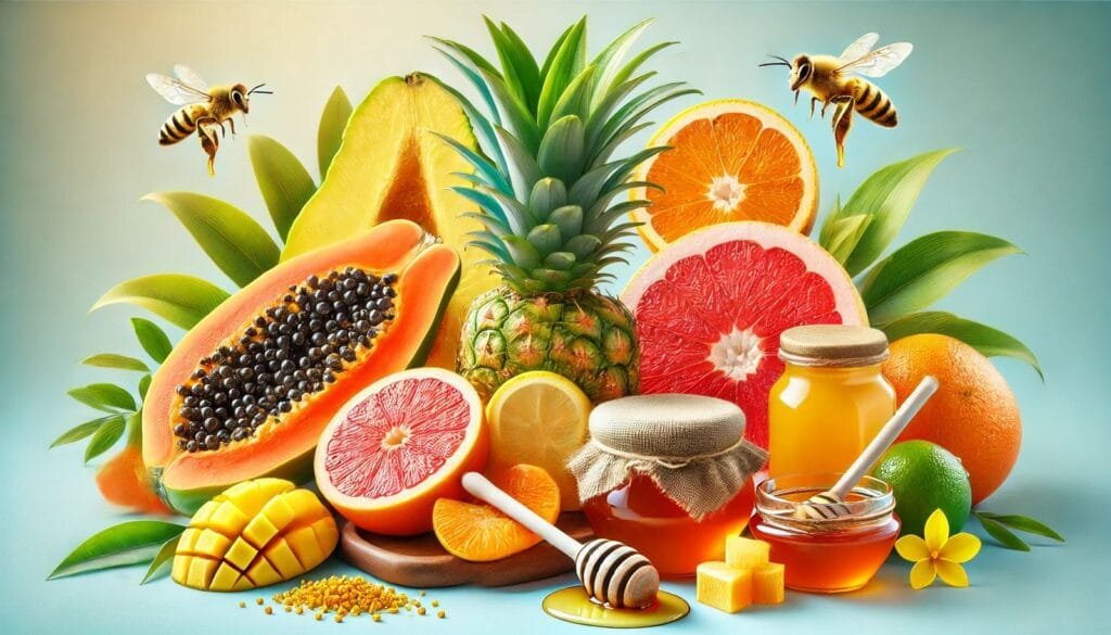 Una mezcla natural de frutas como naranja, piña y manzana, ideales para aliviar la tos y calmar las vías respiratorias. Estas frutas, ricas en vitamina C y antioxidantes, ayudan a reducir la inflamación, mejorar la digestión y proporcionar un respiro refrescante, aliviando los síntomas de la gripe y promoviendo el bienestar general.