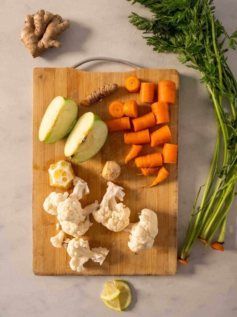 Conjunto de verduras y frutas buenas para la gripa y de manera totalmente natural y delicioso